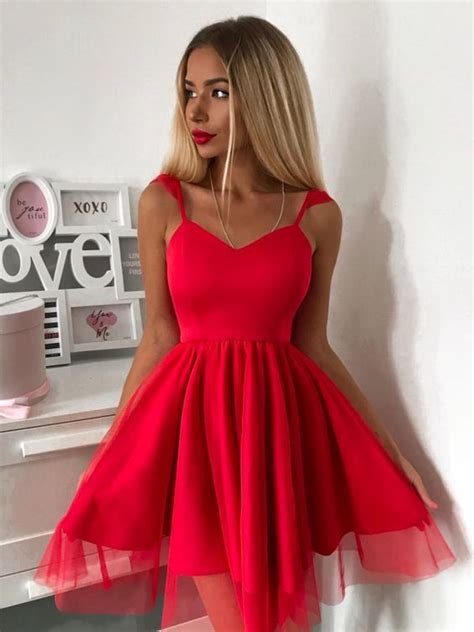 Red Dress Red Tulle Dresses A Line Tulle Destinydress Short Red