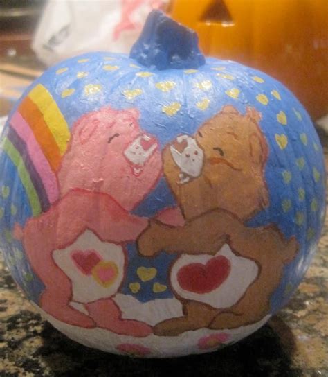 Hand Painted Carebears Pumpkin Handpaintedcarebearspumpkin Carebears