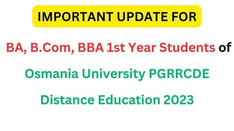 Complete Guide To Osmania University Pgrrcde Distance Education