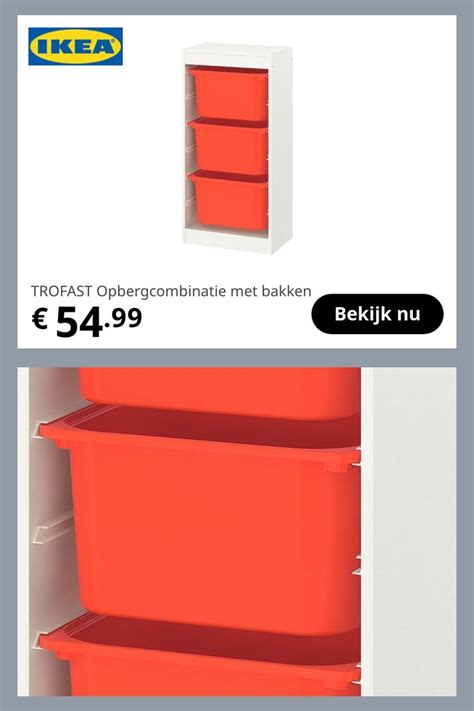 Opbergcombinatie Met Bakken TROFAST 46x30x94 Cm Wit Oranje IKEA