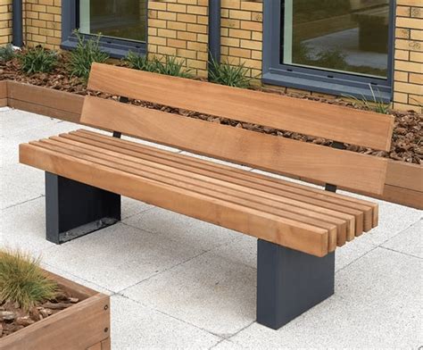 Litchard Heavy Duty Steel Framed Bench Timber Slats Broxap Esi External Works