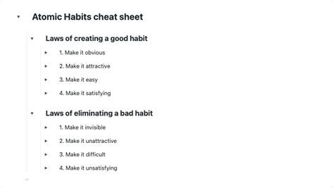Workflowy Template Atomic Habits Template
