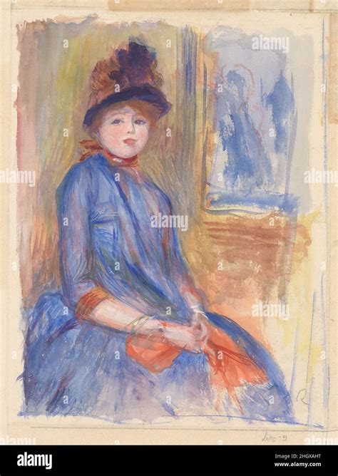 Niña en un vestido azul ca 1890 Auguste Renoir French Esta acuarela es