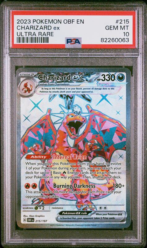 2023 Pokemon Obf En Obsidian Flames 215 Charizard Ex Ultra Rare PSA 10