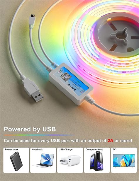 Pautix Rgb Smart Ic Cob Led Strip Light Color Chasing V Usb Ul Listed