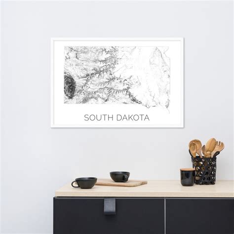 South Dakota Topographic Map Map of South Dakota South | Etsy