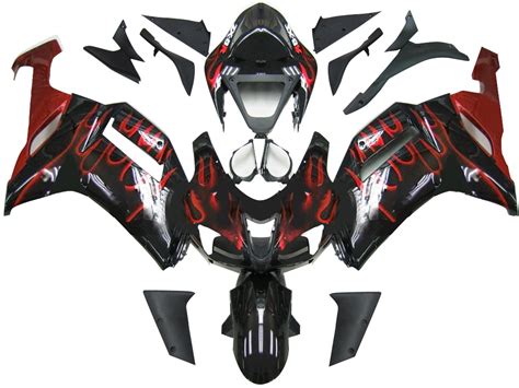 Amotopart 2009-2012 Fairings Kawasaki ZX6R ZX636 All Black Ninja Racing ...