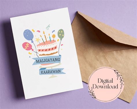 Maligayang Kaarawan Birthday Card Printable Filipino Tagalog Greeting ...