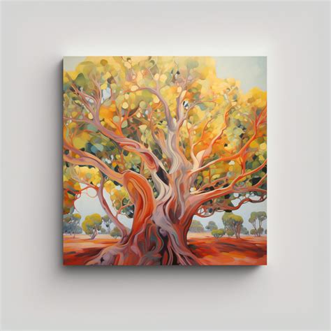 Cuadro Inspirador Árbol De Eucalipto Pintura Abstracta Detallada Al