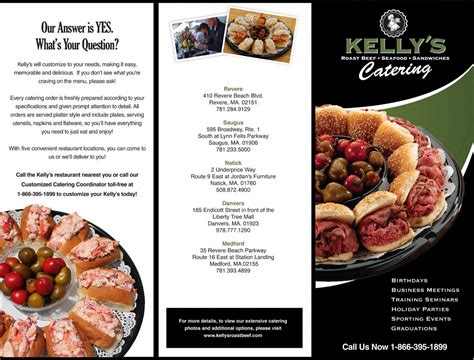 Catering Menu Kellys Roast Beef