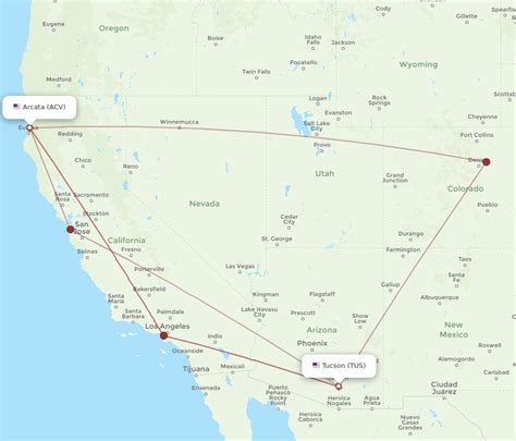 Flights From Tucson To Arcata Tus To Acv Flight Routes