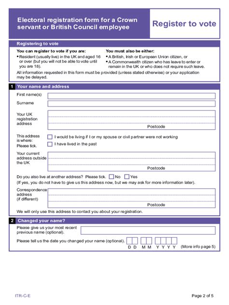 Fillable Online Register To Vote Crown Servants And British Council