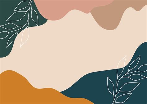 Premium Vector | Warm color palette background with handdrawn leaves