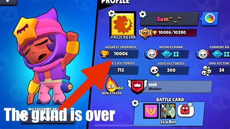 Hitting 10000 Trophies In Brawl Stars Youtube