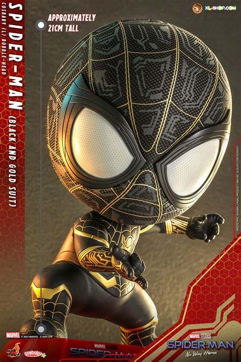 Hot Toys COSB892 Spider Man No Way Home Spider Man Black And Gold Suit Cosbaby L