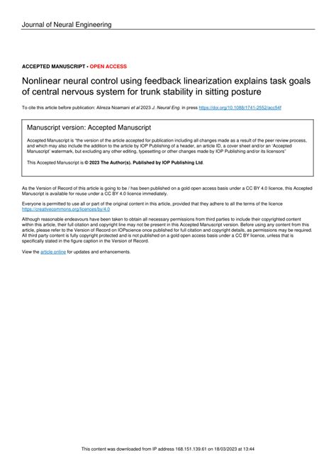 PDF Nonlinear Neural Control Using Feedback Linearization Explains