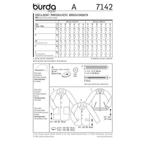 Burda Style Sewing Pattern 7142 Mens Coat And Bomber Jacket With