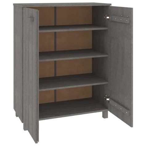 ABB Armoire à chaussures HAMAR Gris clair 85x40x108 cm Pin massif