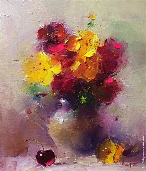 Aziz Sulaymanov Abstract Flower Painting Abstract Art Painting