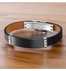 Bracelet Personnalisable Cuir Gourmette Cadeau Homme Webid