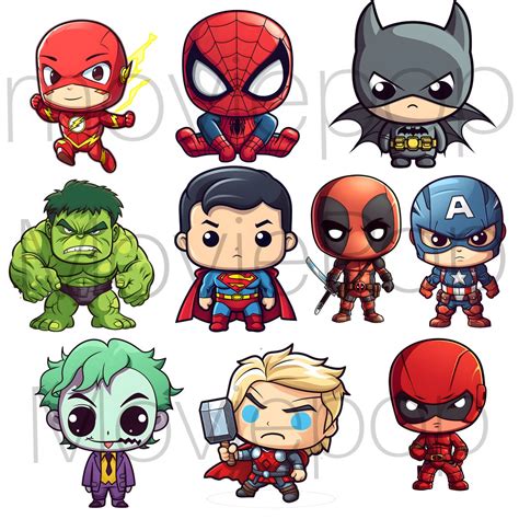 Superhero Clipart Cute Marvel Clipart Mignion Heros Png Cute Hero Etsy