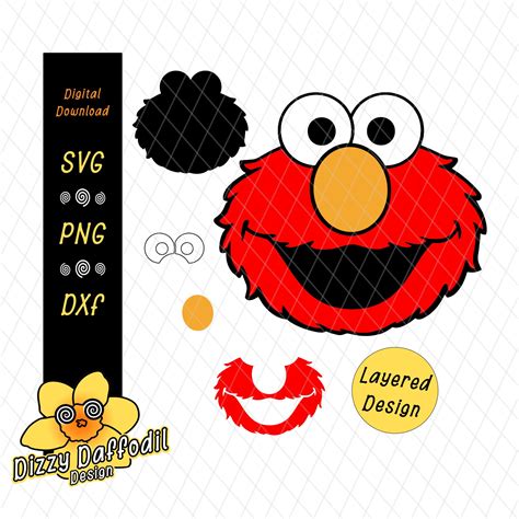 Elmo Face Head Svg Dxf Sesame Street Birthday Card Birthday