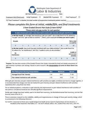 Fillable Online Lni Wa 2 Item Graded Chronic Pain Scale GCPS Fax