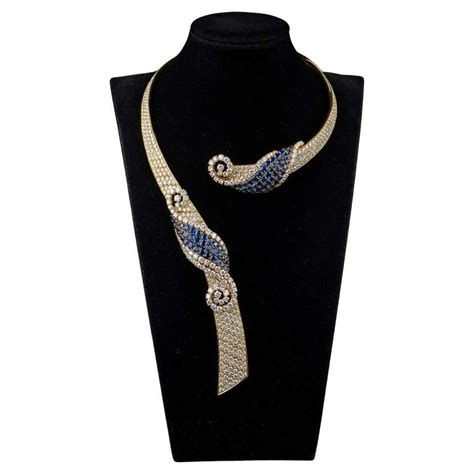 Invisible Set Sapphire And Diamond Necklace For Sale At 1stdibs