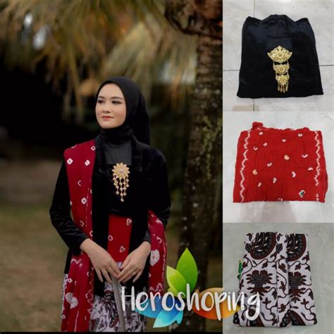 Jual Full Set Kebaya Jarik Instan Selendang Motif SAG Shopee