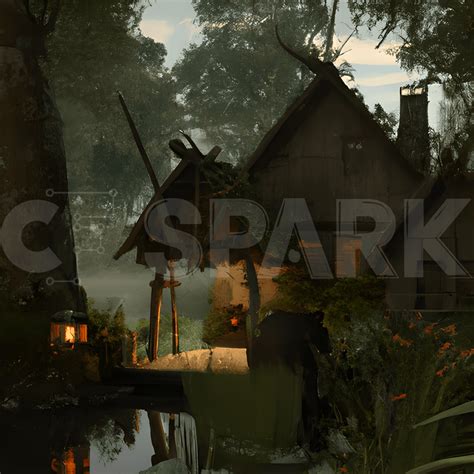 Swamp Witch Hut Halloween Graphic · Creative Fabrica