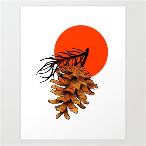 Traditional Tattoo Style Pinecone Art Print By Fern Annalise Society6