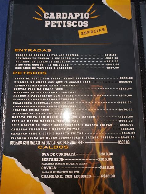 Menu em Restaurante Calango de sertão Natal