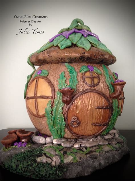 Luna Blue Creations Polymer Clay Fairy House Purple Dream