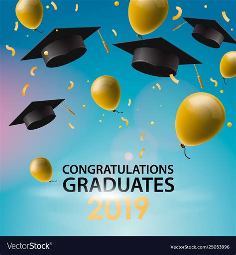 Congratulations Graduates 2019 Caps Balloons And Vector Image