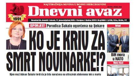 U današnjem izdanju Dnevnog avaza najtiražnijeg dnevnog lista u BiH