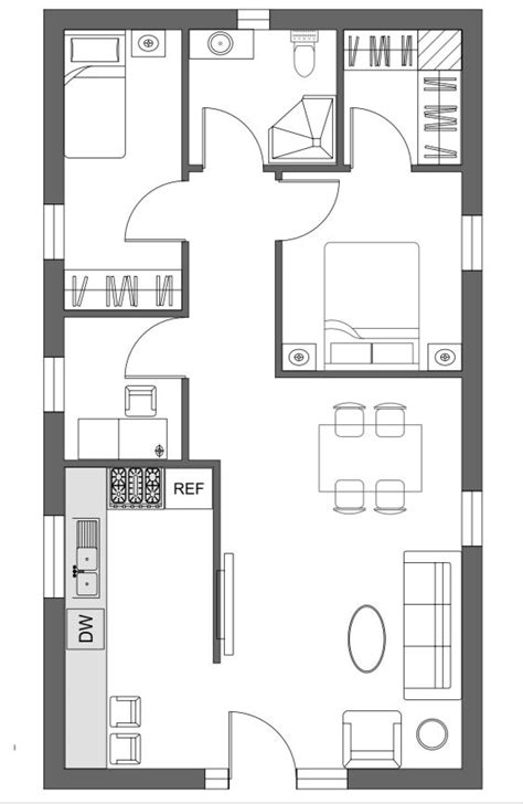 2 bedroom house plan | House plans, Bedroom house plans, Unique house plans