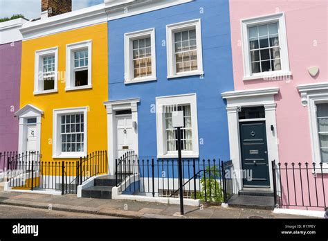 Colorful Row Houses Seen In Notting Hill London Stock Photo Alamy