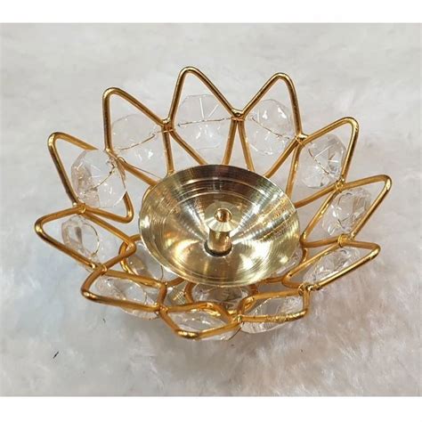 Round Lotus Inch Brass Pooja Diya For Puja Size Inch Diameter At