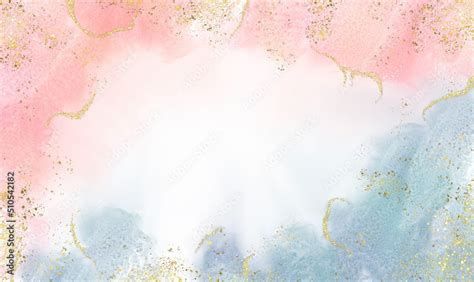 Abstract Watercolor Or Alcohol Ink Art Pink White Background With