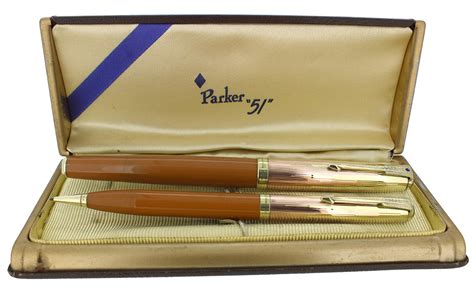 Rare 1945 Parker 51 Empire Cap Yellowstone Fountain Pen And Pencil Set R