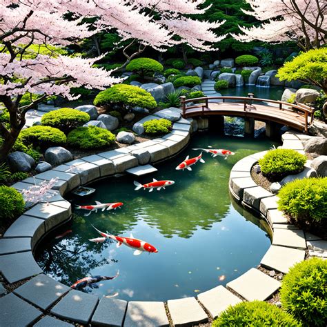 A serene Japanese koi pond garden by Rabia Hafeez - Playground