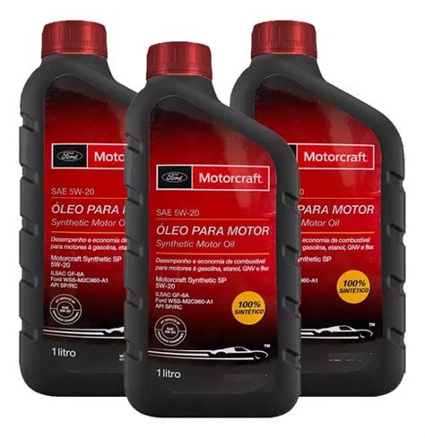 Kit 3 Óleo Para Motor Ford Motorcraft 5w20 Api Sp Sintético Frete grátis