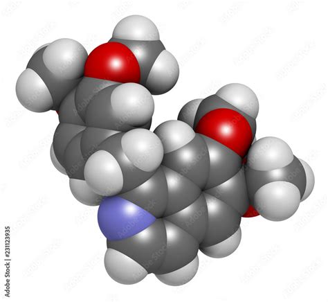 Papaverine Opium Alkaloid Molecule Used As Antispasmodic Drug D