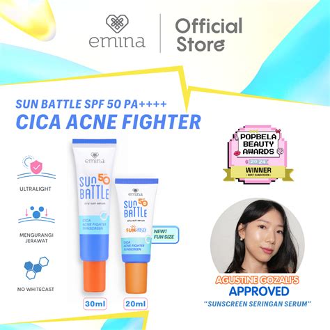 Jual New Must Have Emina Sun Battle Spf Pa Cica Acne Fighter