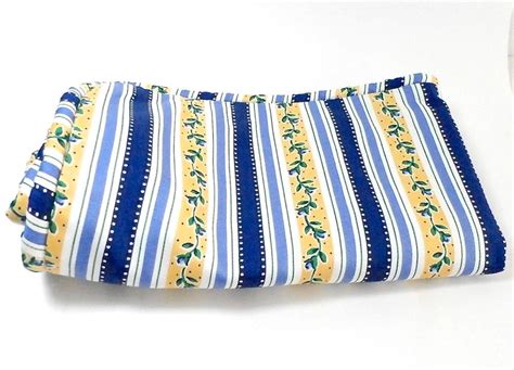 Waverly Fabric Yellow And Blue Floral Stripe By Dairyfarmantiques