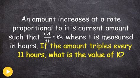 How To Find The Constant K Of Rate Proportionality Youtube