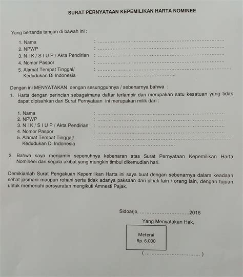 Contoh Surat Pernyataan Kepemilikan Harta 56 Koleksi Gambar