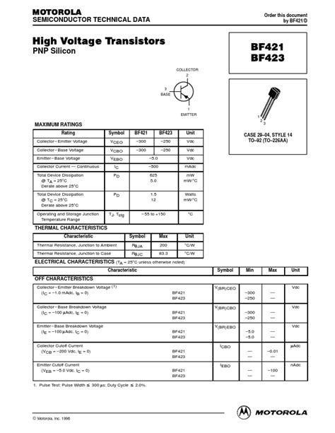 Bf Datasheet Pdf High Voltage Transistors