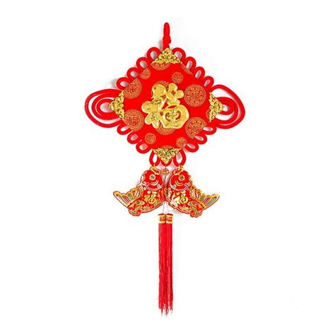 Beautiful Lucky Auspicious Red Fu Chinese Knot Tassel Hanging Lantern Rooftop Wedding Room