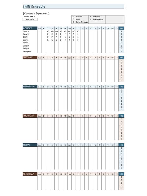 Shift Schedule Template | PDF